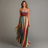 Robe Bustier Longue Plissée Femme Été
