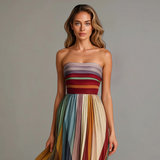 Robe Bustier Longue Plissée Femme Été