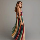 Robe Bustier Longue Plissée Femme Été