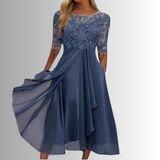 Robe en dentelle femme manches longues dos fermé