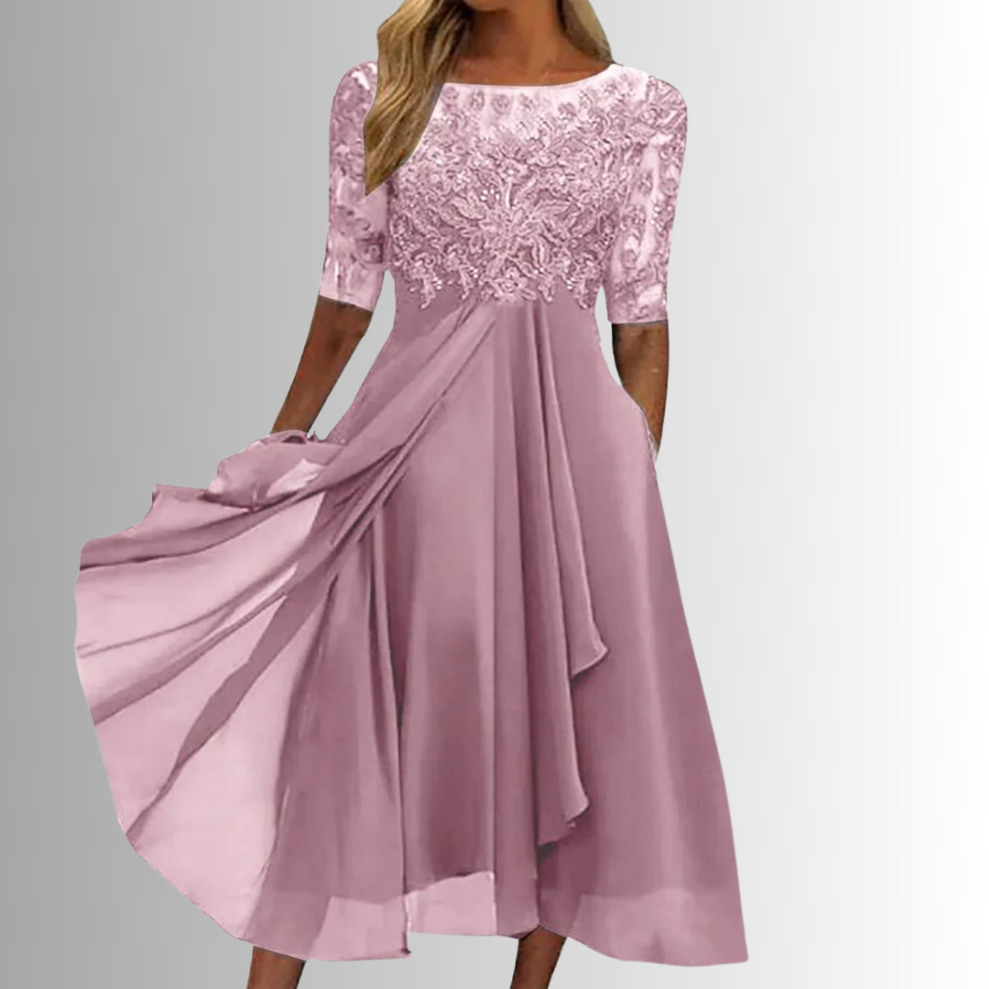 Robe en dentelle femme manches longues dos fermé
