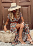 Robe Maxi Bohème Femme avec Ceinture Assortie