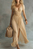 Robe Maxi Cache-Cœur Femme Manches Volantées