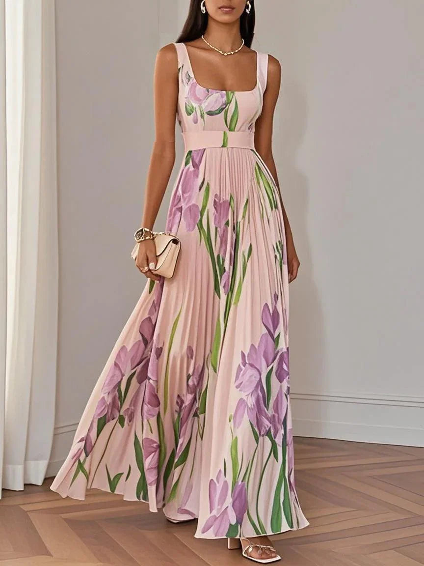 Robe Maxi Plissée Fleurie Femme