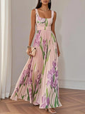 Robe Maxi Plissée Fleurie Femme