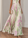 Robe Maxi Plissée Fleurie Femme