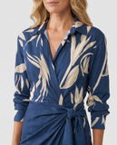 Robe maxi portefeuille femme manches longues col V imprimé végétal