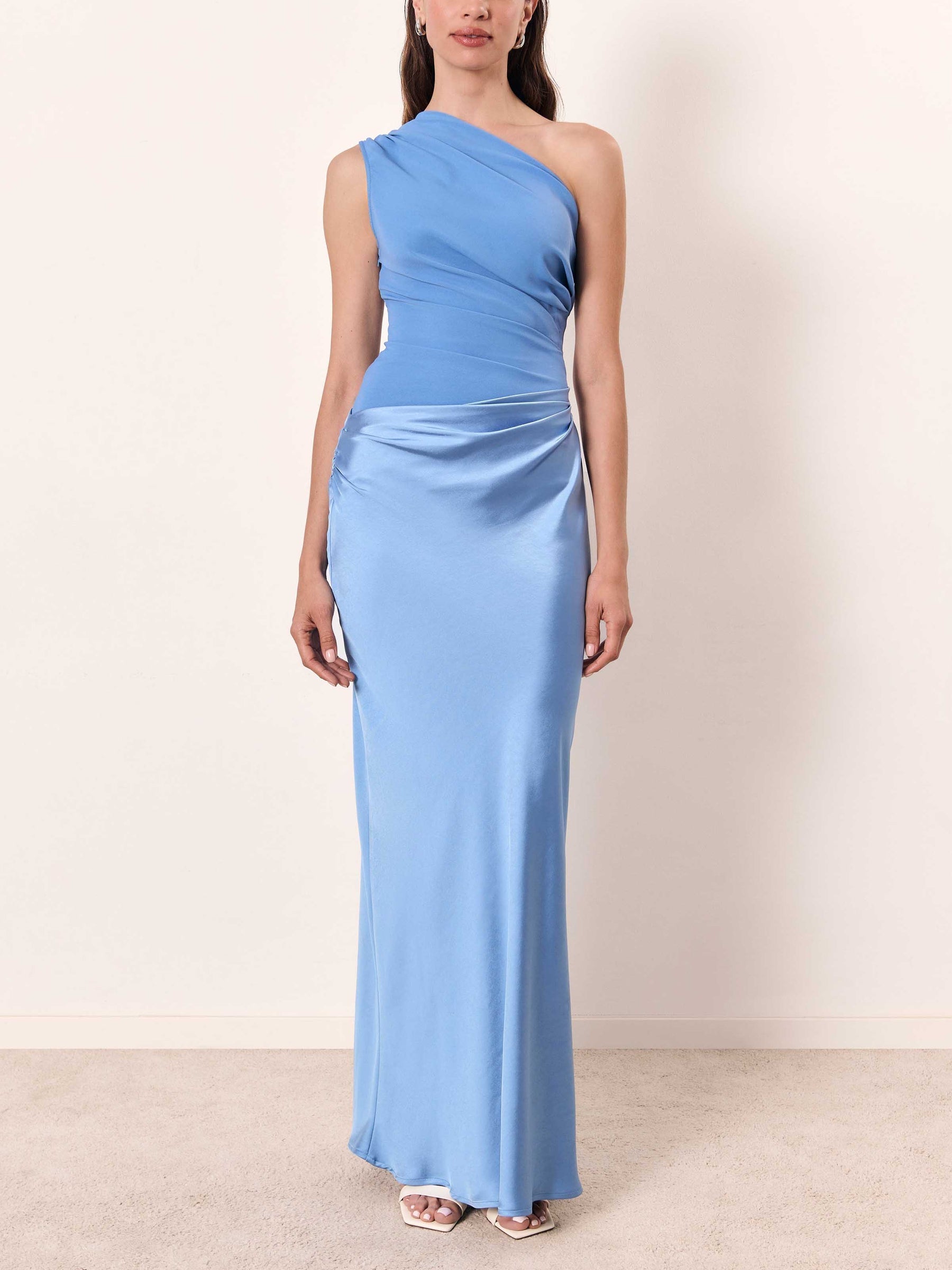 Robe maxi une épaule plissée femme pour soirée et cérémonie