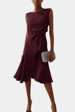 Robe Midi Asymétrique Drapée Sans Manches Femme