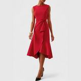 Robe Midi Asymétrique Drapée Sans Manches Femme