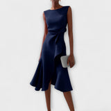 Robe Midi Asymétrique Drapée Sans Manches Femme