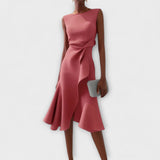 Robe Midi Asymétrique Drapée Sans Manches Femme