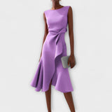 Robe Midi Asymétrique Drapée Sans Manches Femme