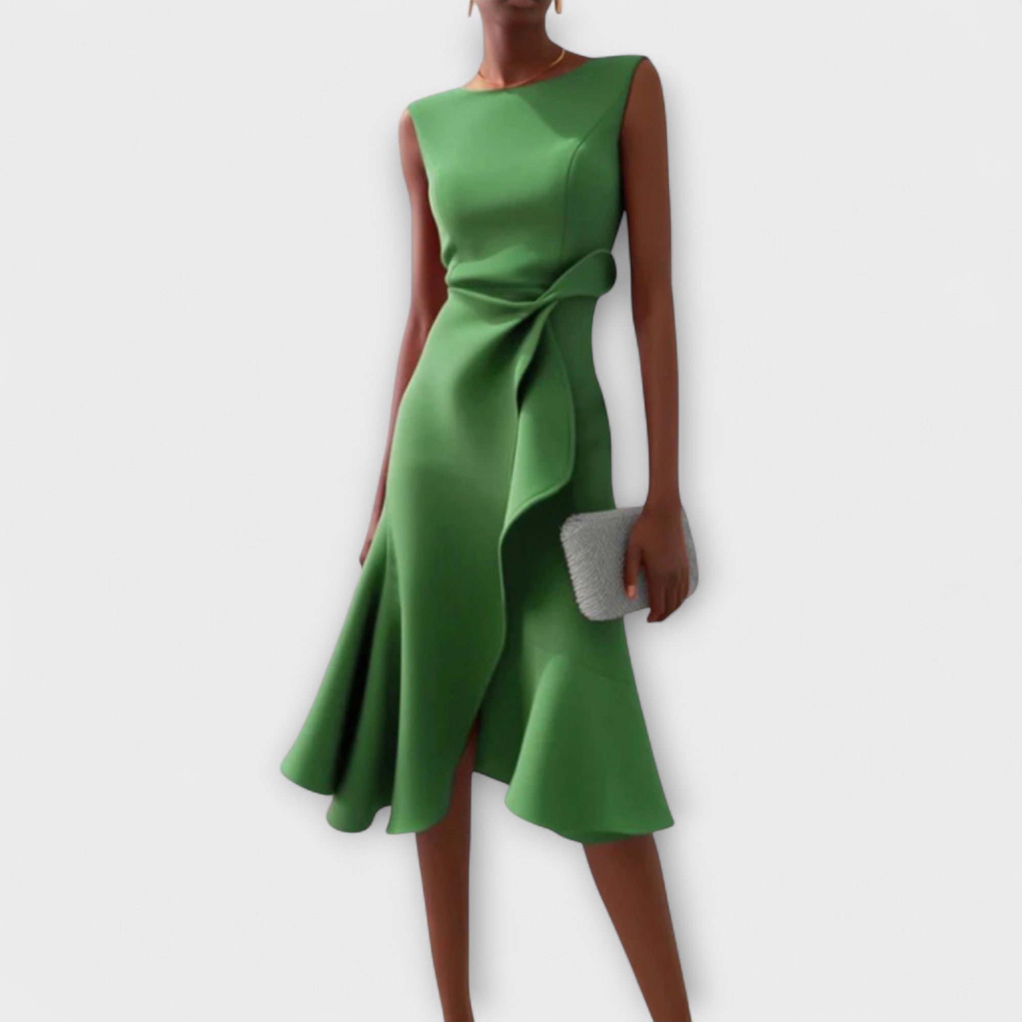 Robe Midi Asymétrique Drapée Sans Manches Femme