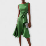 Robe Midi Asymétrique Drapée Sans Manches Femme