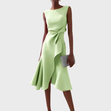 Robe Midi Asymétrique Drapée Sans Manches Femme