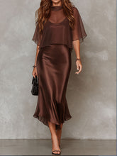 Robe Midi Femme Mousseline Doublée