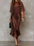 Robe Midi Femme Mousseline Doublée