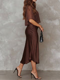 Robe Midi Femme Mousseline Doublée