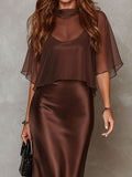 Robe Midi Femme Mousseline Doublée
