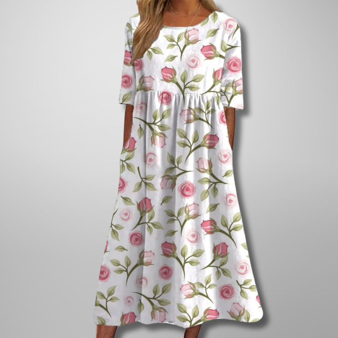 Robe Midi Fleurie Femme Coupe Ample