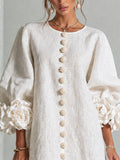Robe Trapèze Ample Femme Manches Trois-Quarts
