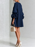 Robe Trapèze Ample Femme Manches Trois-Quarts