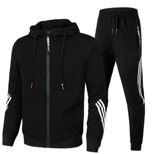 Survêtement sport homme à capuche zippé - Noir