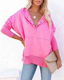 Sweat à Capuche Henley Oversize Femme