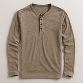 T-shirt Henley Homme Manches Longues en Coton
