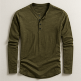 T-shirt Henley Homme Manches Longues en Coton