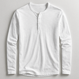 T-shirt Henley Homme Manches Longues en Coton