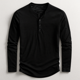 T-shirt Henley Homme Manches Longues en Coton