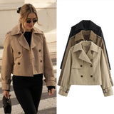 Trench court croisé femme coupe vintage
