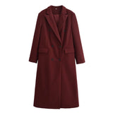 Trench femme en laine croisé long