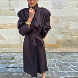 Trench femme long ceinturé coupe vintage - Marron
