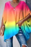 Tunique Femme Col V Manches Chauve-Souris Oversize