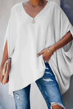 Tunique Femme Col V Manches Chauve-Souris Oversize