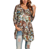 Tunique Femme Imprimé Mandala Manches 3/4 Col Rond