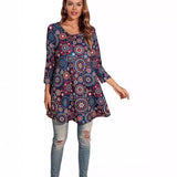 Tunique imprimé mandala femme à manches 3/4