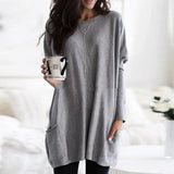 Tunique Oversize Col Rond Manches Longues Femme