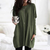 Tunique Oversize Col Rond Manches Longues Femme