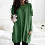 Tunique Oversize Col Rond Manches Longues Femme