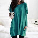 Tunique Oversize Col Rond Manches Longues Femme