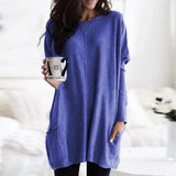 Tunique Oversize Col Rond Manches Longues Femme