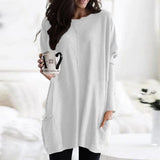 Tunique Oversize Col Rond Manches Longues Femme