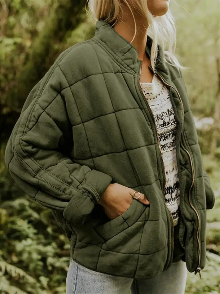 Veste bomber matelassée oversize femme avec zip et poches