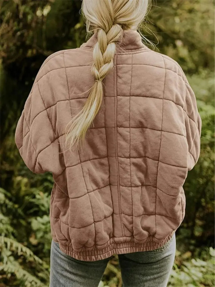 Veste bomber matelassée oversize femme avec zip et poches