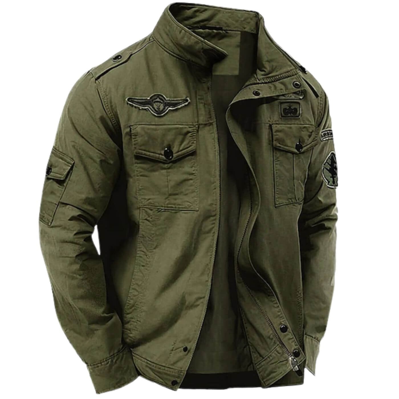 Veste Cargo Militaire Homme Col Montant en Coton