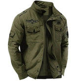 Veste Cargo Militaire Homme Col Montant en Coton